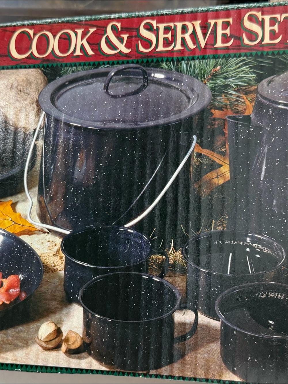 Ozark Trail Black Speckle Enamel Cook & Serve Set with Lid